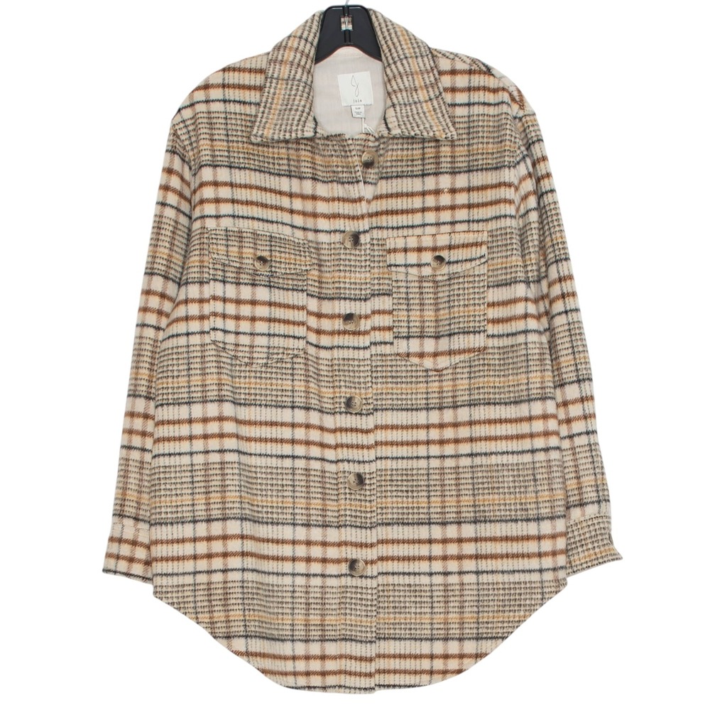 NWT Joie Shacket Wool Blend Plaid Button Up Oversized Quiet Luxury Old Money S